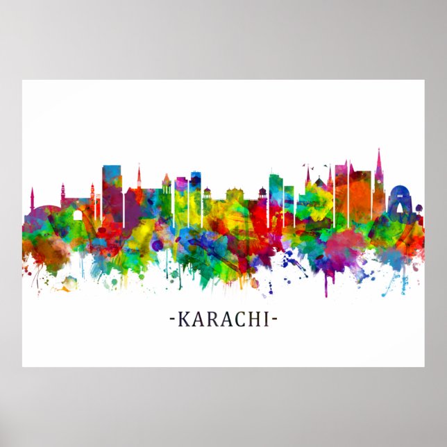 Poster Karachi Skyline Paquistão (Frente)