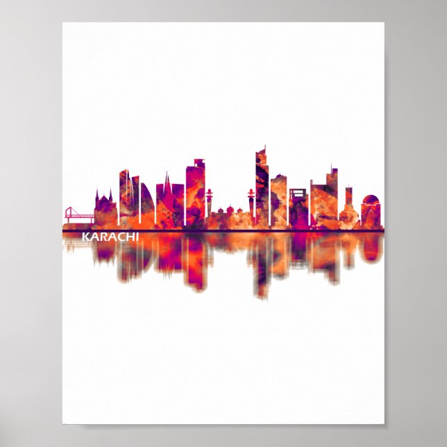 Poster Karachi Skyline Paquistão (Frente)