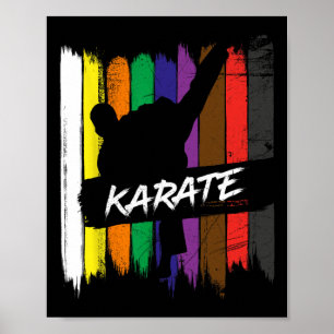 Poster Karate Belt Colors Silhouette Martial Arts Design