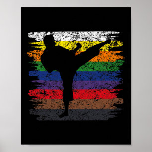 Poster Karate Belt Cores Silhouette Martial Arts Boy