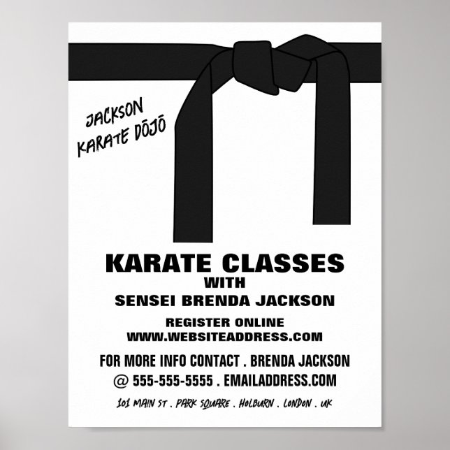 Poster Karate Belt, publicidade de classe Karate (Frente)