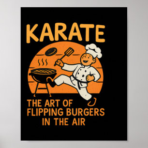 Poster Karate Burgers Sacudir Cozinhar Artes Marciais Hum
