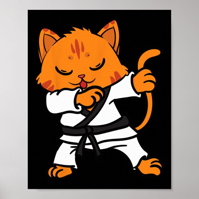 Poster Karate Cat Dab Dance Artes Marciais Dabbing Comt S (Frente)