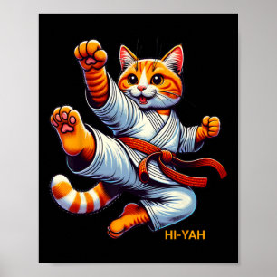 Poster Karate Cat Hi-yah Arts Marcial Aluga Crianças Meni