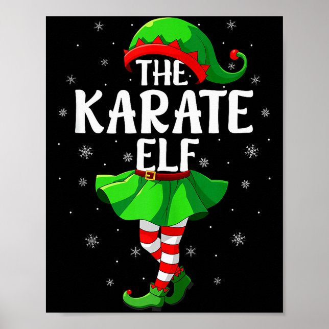 Poster Karate Elf Christmas Girls Women Elf Squad Xmas Fa (Frente)