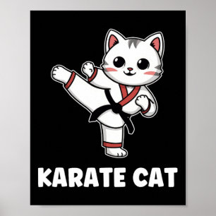 Poster Karate Gata Kawaii Menina Karate
