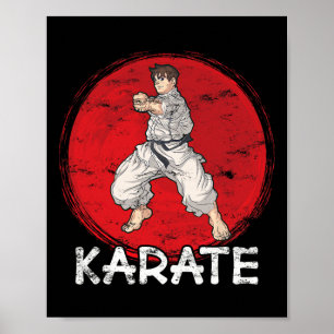 Poster Karate Grunge Design A Man In Anime Style