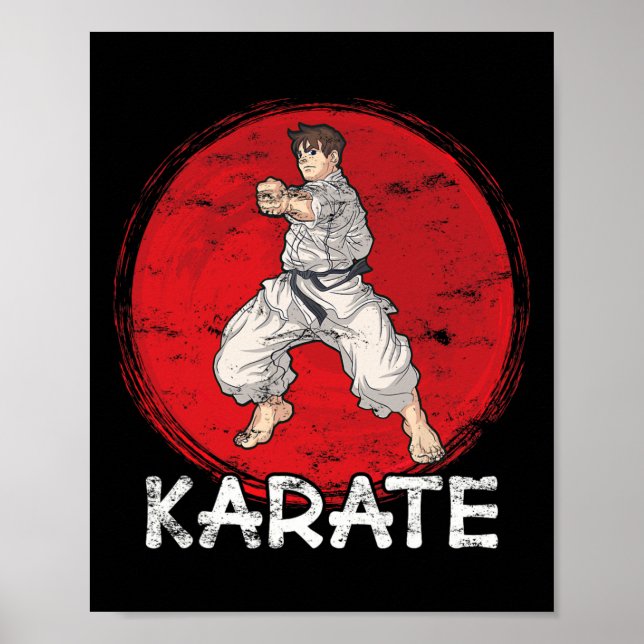 Poster Karate Grunge Design A Man In Anime Style (Frente)
