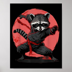 Poster Karate Guaxinim Animal Mma Taekwondo Artes Marciai