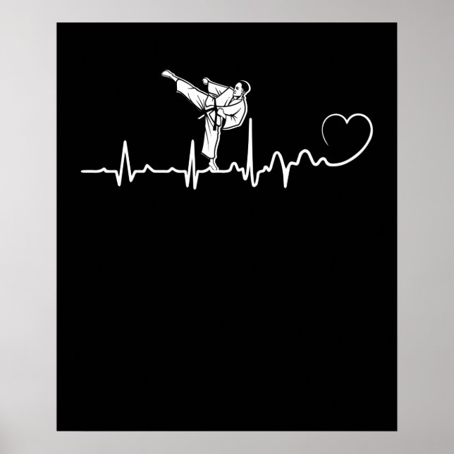 Poster Karate Heartbeat Gift Para Karateka (Frente)