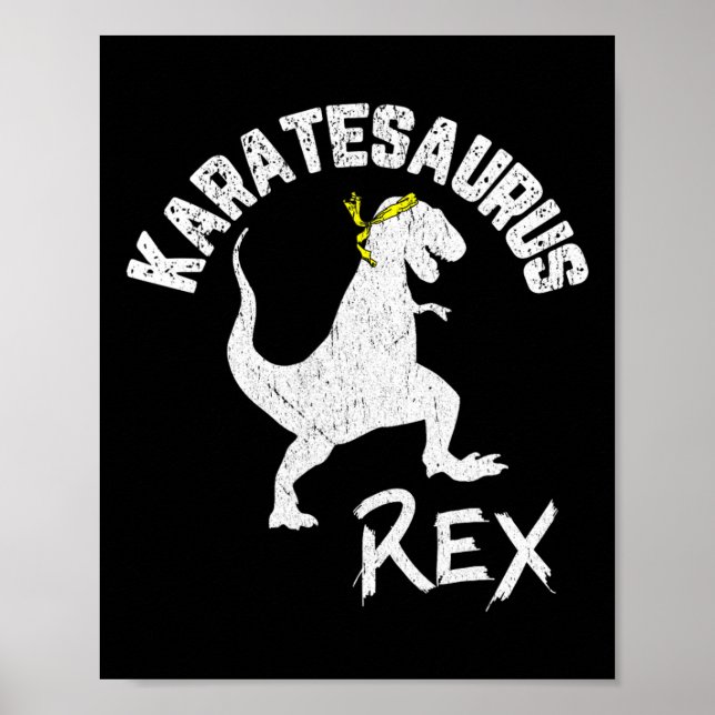 Poster Karate Karatesaurus Rex Dinossauro Engraçado Arte  (Frente)