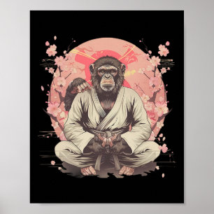 Poster Karate Macaco Jiu-jitsu Mma Artes Marciais Sakura 