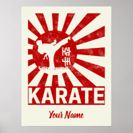 Poster Karate Martial Arts com Sol de Ascensão japonesa