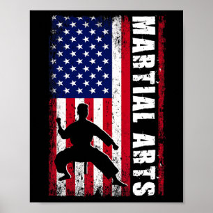 Poster Karate Martial Arts Usa Bandeira Americana Gi Patr