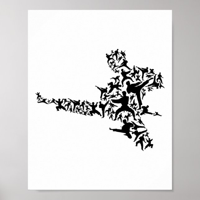 Poster Karate Martial Arts Voando Kick Boxboxer T (Frente)