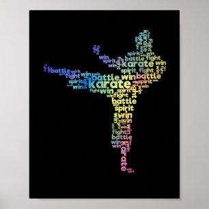Poster karate martial arts word cloud okinawan japanese