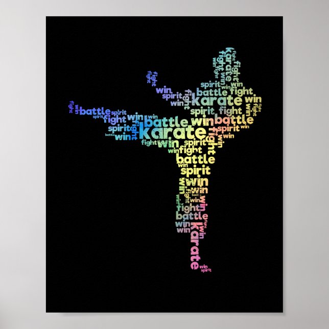 Poster karate martial arts word cloud okinawan japanese (Frente)