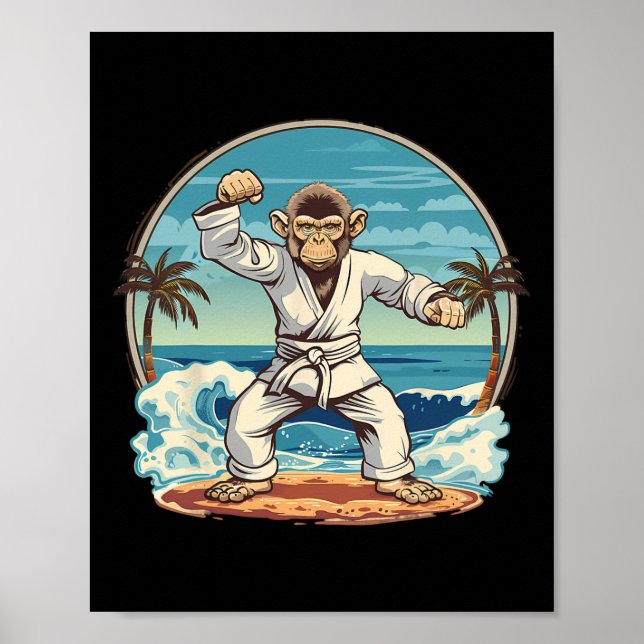 Poster Karate Monkey Beach Kickboxing Jiu-jitsu Mma Marti (Frente)