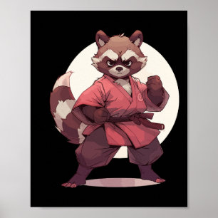 Poster Karate Raccoon Anime Racoon Artes Marciais T Marci