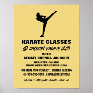 Poster Karate Silhouette, Anúncio de classe Karate
