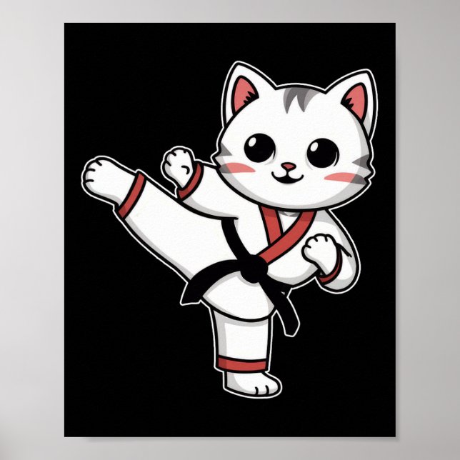 Poster Karate Taekwondo Funny Cat Jiu Jitsu Mulheres Meni (Frente)