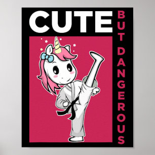 Poster Karate Taekwondo Unicorn, Bonito Mas Perigoso