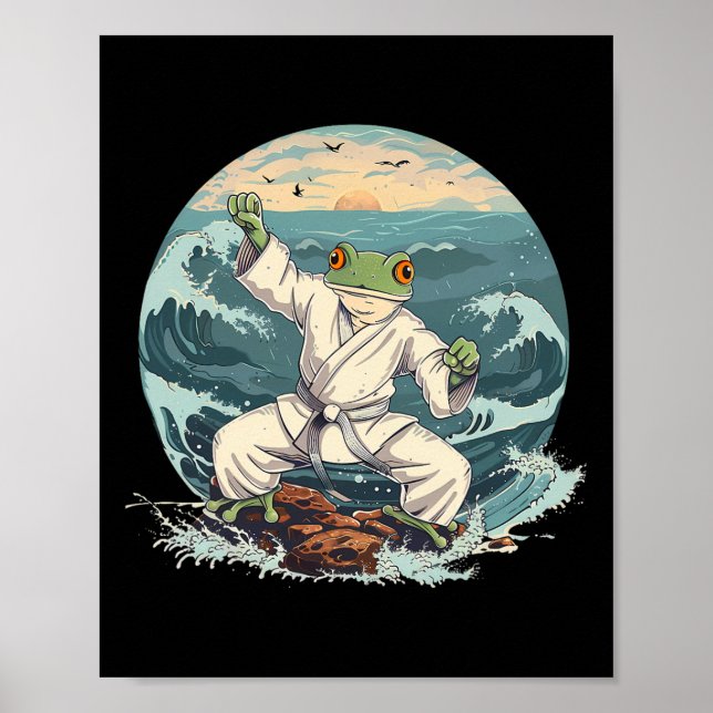 Poster Karate Toad Taekwondo Beach Sunset Martial Arts To (Frente)