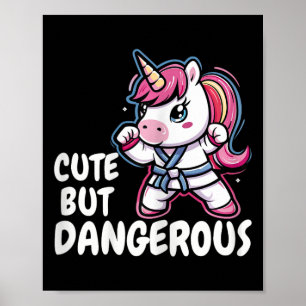 Poster Karate Unicorn Cute, Mas Perigoso Ar Marcial Engra