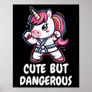 Poster Karate Unicorn Cute, Mas Perigoso Ar Marcial Engra