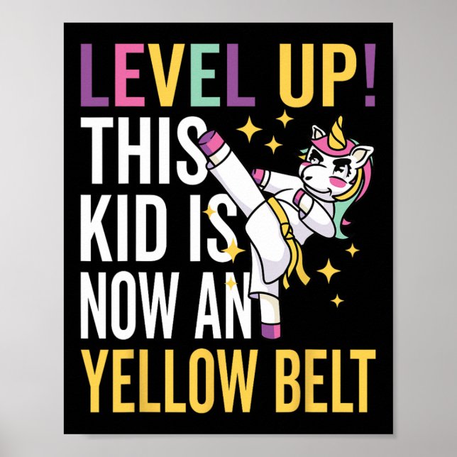 Poster Karate Uniform Unicorn Level Up Yellow Belt Prêmio (Frente)