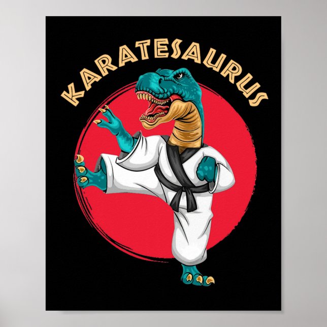 Poster Karatesaurus Funny Karate Dinosaur  (Frente)