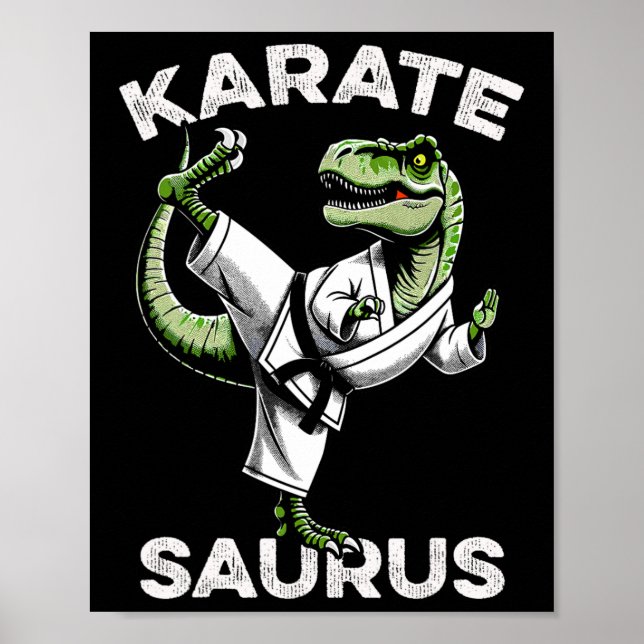 Poster Karatesaurus T-rex Karate Dino Funny Dinosaur Mart (Frente)