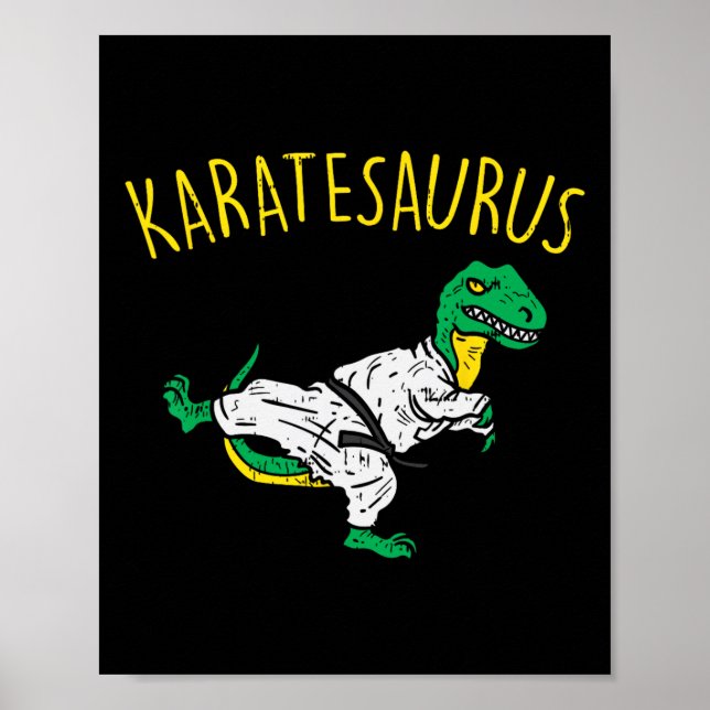 Poster Karatesaurus Trex Karatê Dinossauro Engraçado Arte (Frente)