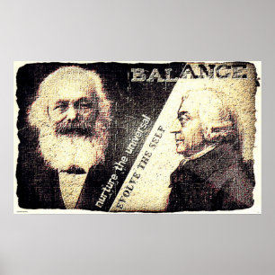 Pôster Karl Marx e Adam Smith, o zen de. (rasgo velho)