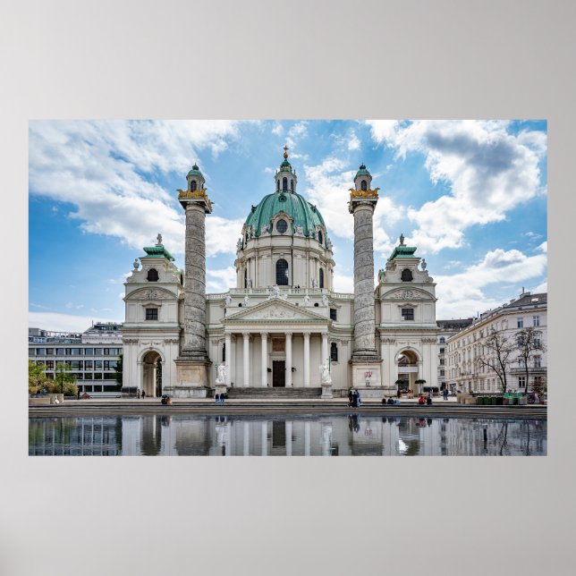 Poster Karlskirche em Viena, Áustria (Frente)