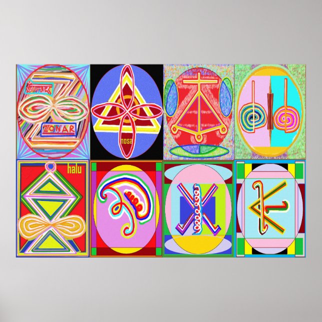 Pôster KARUNA REIKI = Todos os 8 símbolos (Frente)