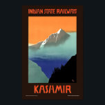 Poster Kashmir Vintage Art Deco India Viagem de Turismo<br><div class="desc">Esta é uma impressão de reforço digital de um antigo 1910-1959 Art Deco Lithograph de Caxemira para o turismo de viagem dos Caminhos de Ferro da Índia.</div>