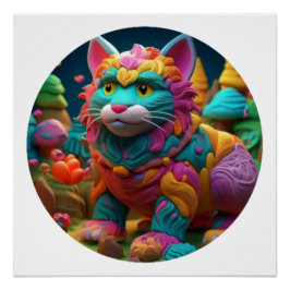 Pôster Kat de Gatinho cerâmico colorido