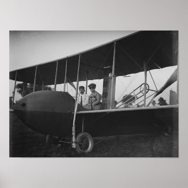 Poster Katharine Wright com Orville no modelo HS (Frente)