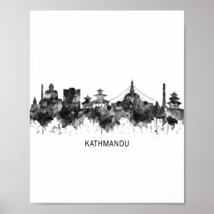 Poster Kathmandu Nepal Skyline BW