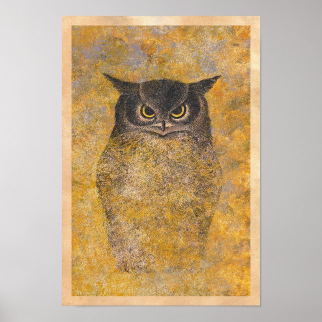 Poster Katsuda Yukio Owl japense belas artes (Frente)