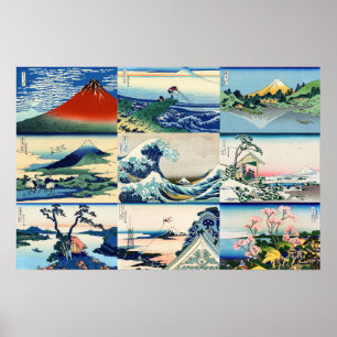 Poster Katsushika Hokusai - 36 visualizações da seleção d