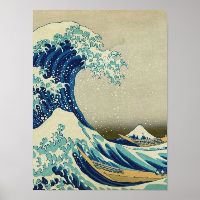 Poster Katsushika Hokusai - A onda do Excelente de Kanaga (Frente)