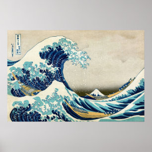 Poster Katsushika Hokusai - A onda do Excelente de Kanaga