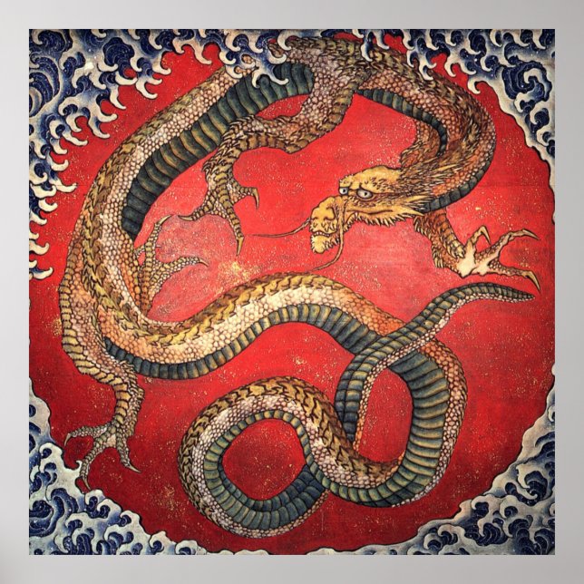Poster Katsushika hokusai dragon (Frente)