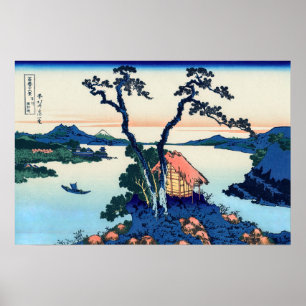 Poster Katsushika Hokusai - Lago Suwa na província de Sh