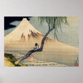 Poster Katsushika Hokusai - Menino Vendo o Monte Fuji