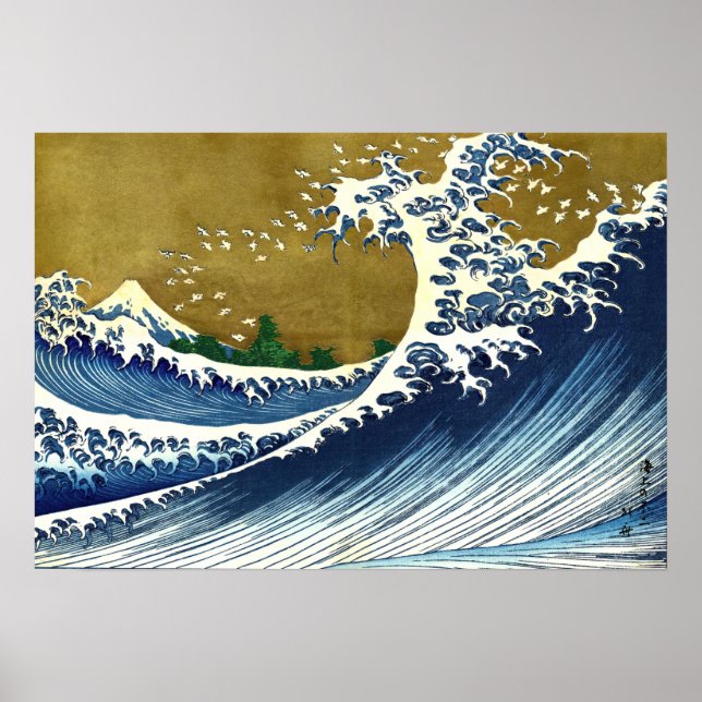 Poster Katsushika Hokusai - Onda Grande Colorida (Frente)