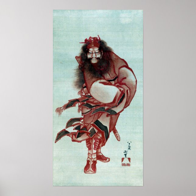 Poster Katsushika Hokusai Red Shōki, o Demon Queller (Frente)