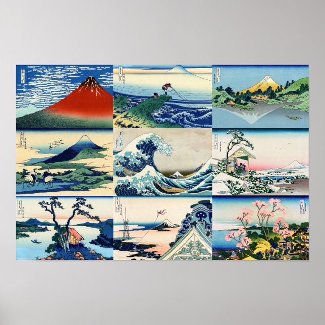 Poster Katsushika Hokusai - Seleção de 36 Vistas do Monte (Frente)